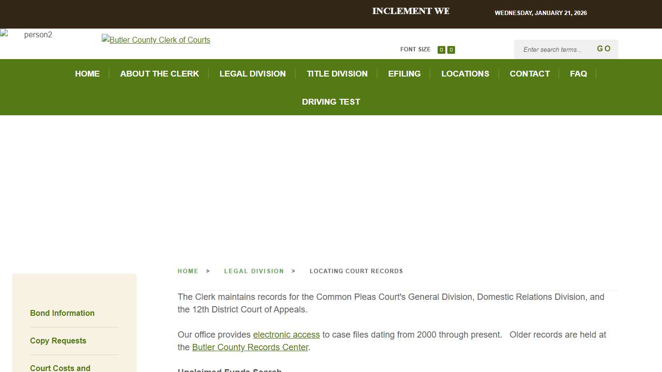 Welcome to Butler County Clerk of Courts