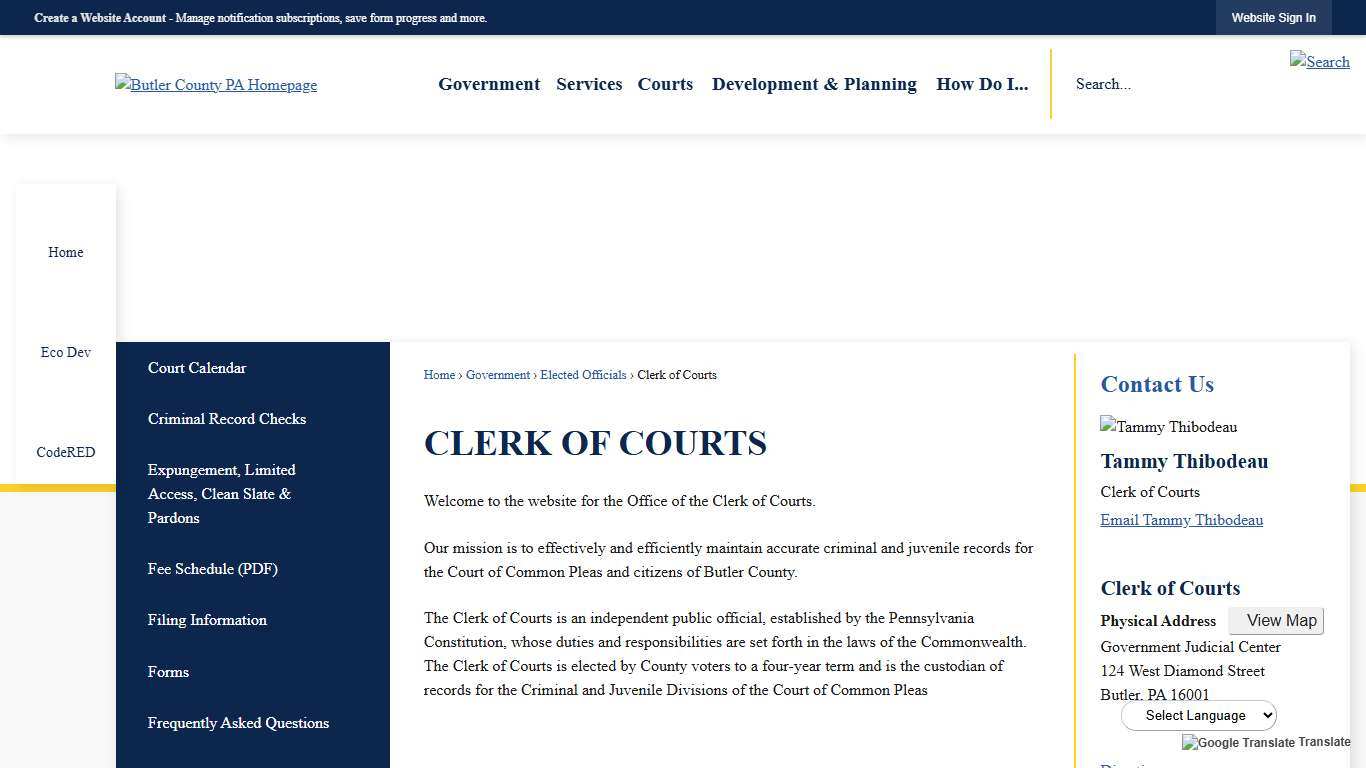 Clerk of Courts | Butler County, PA
